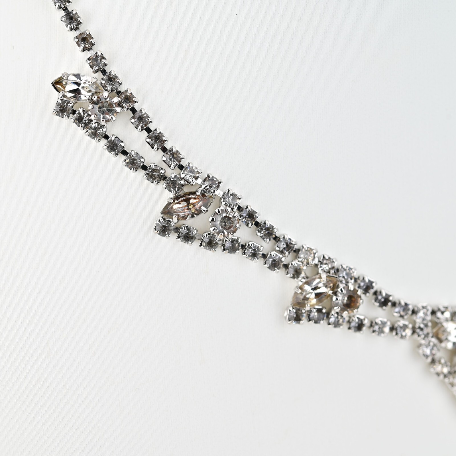 Original Vintage Designer Deco Zirconia Moissanite Gemstone Estate Necklace