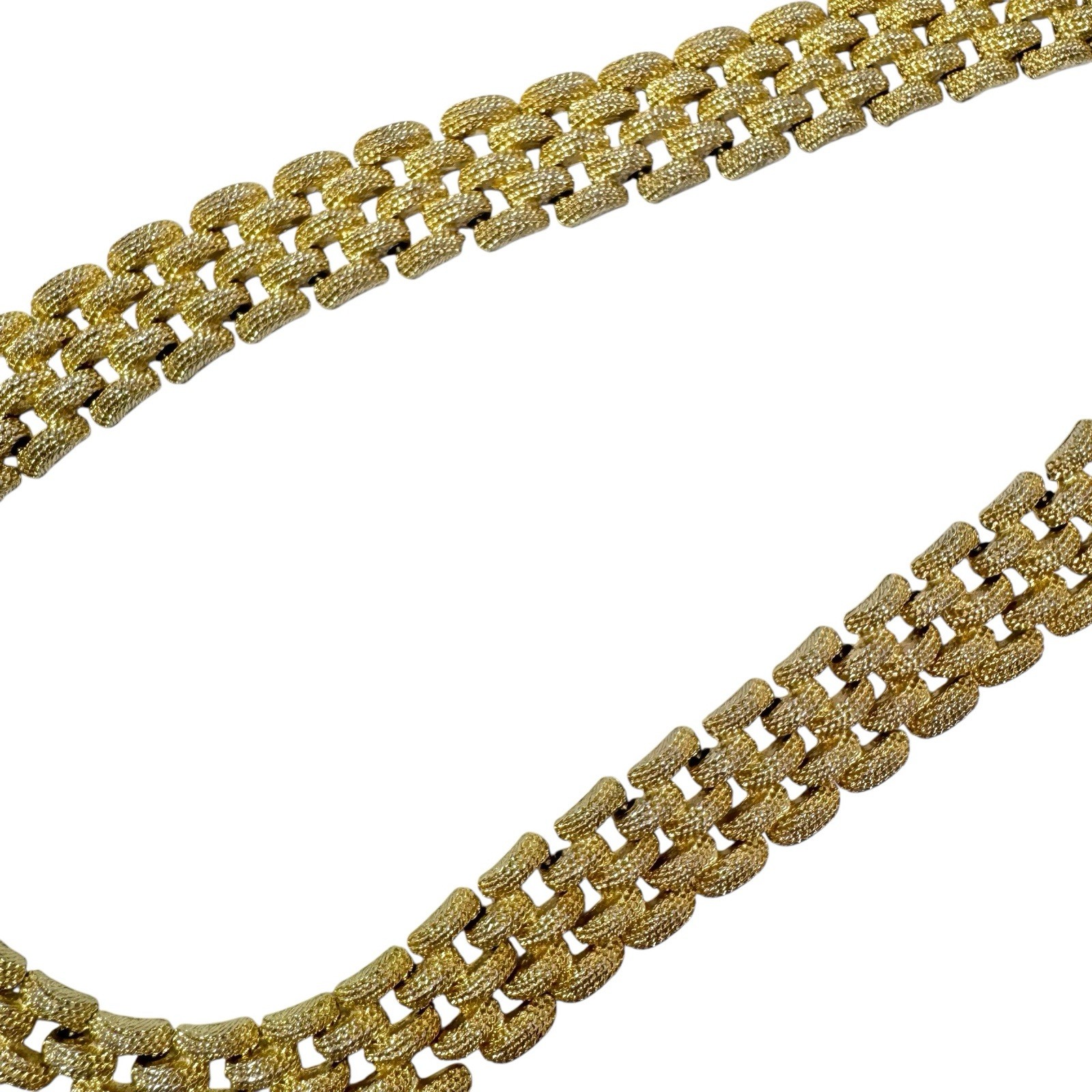 Vtg Gold Tone Collar Necklace Frosted Finish Textured Rectangular Brick Links
