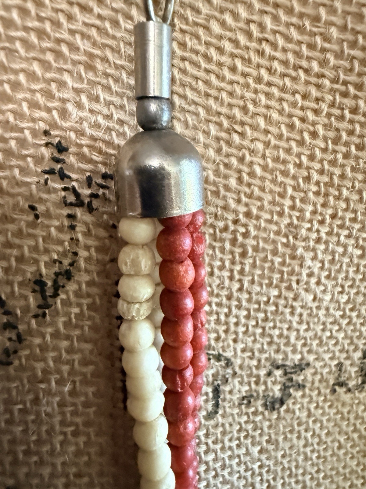 Vintage Silver Tone Ribbed Bead Necklace Chunky Boho Southwest Style