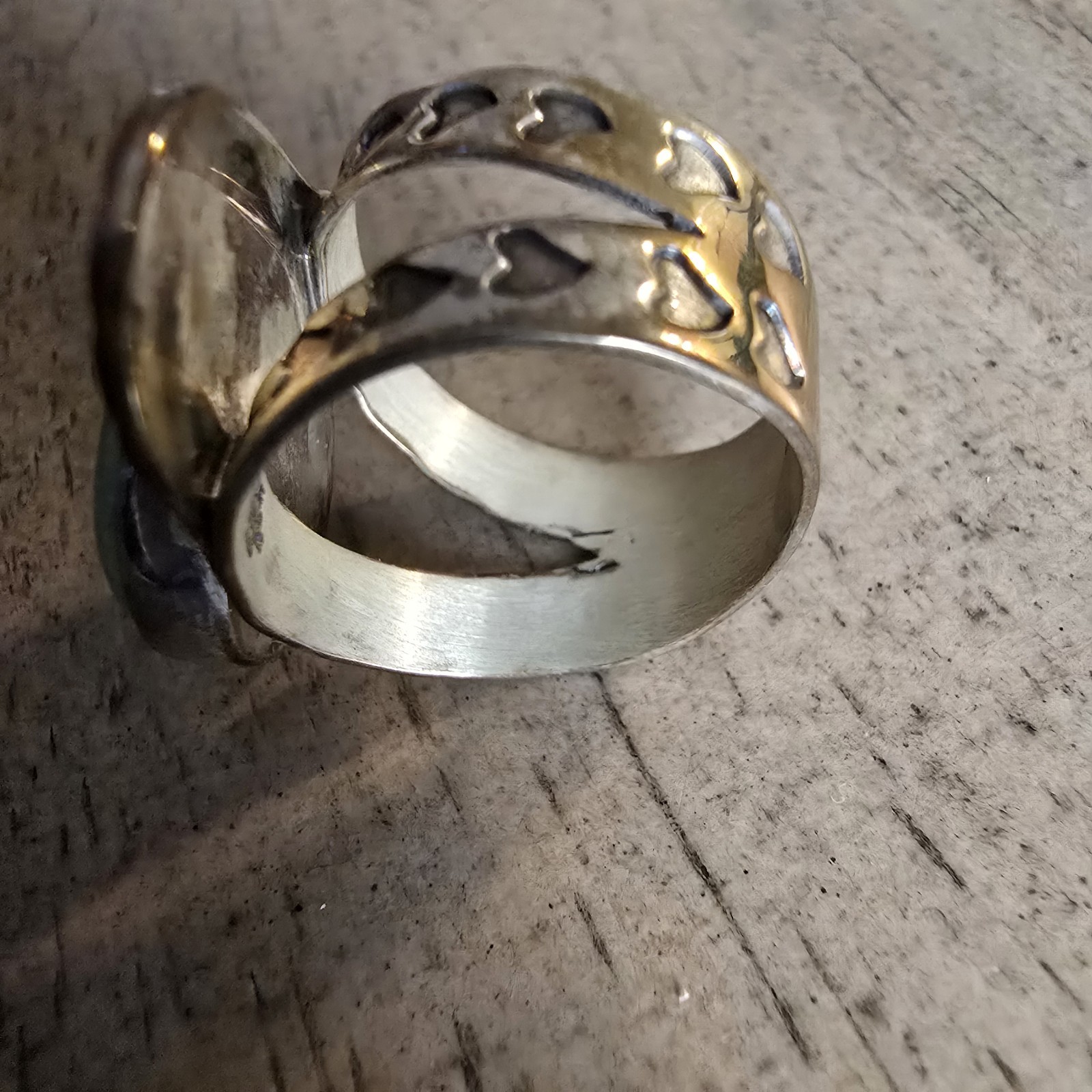 VINTAGE RING Jay King Desert Rose Sterling 2-Tone Turquoise Heart /Size 6 1/2