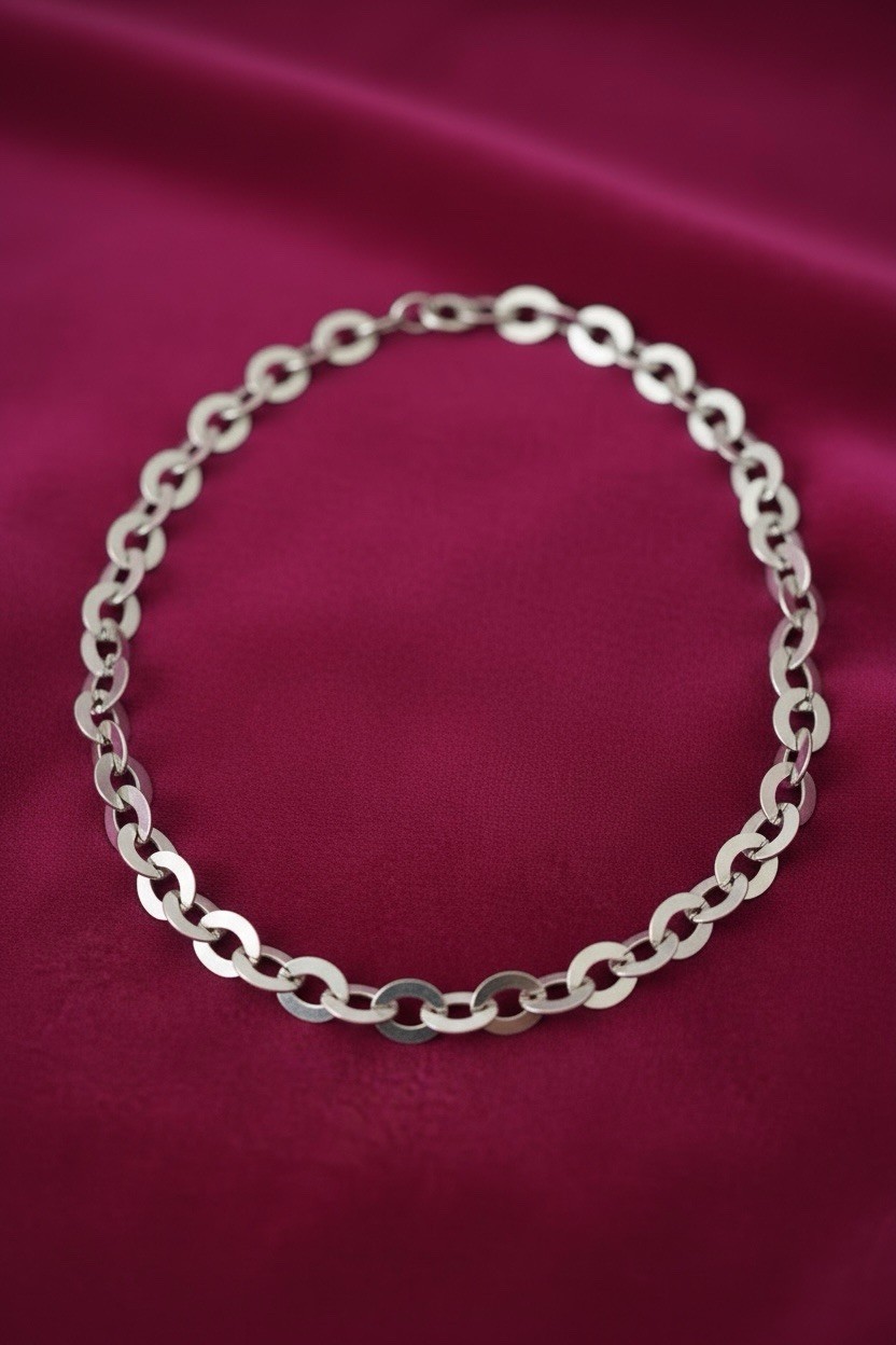 Vintage 925 Sterling Silver Flat Oval Cable Link Chain By PC 20”