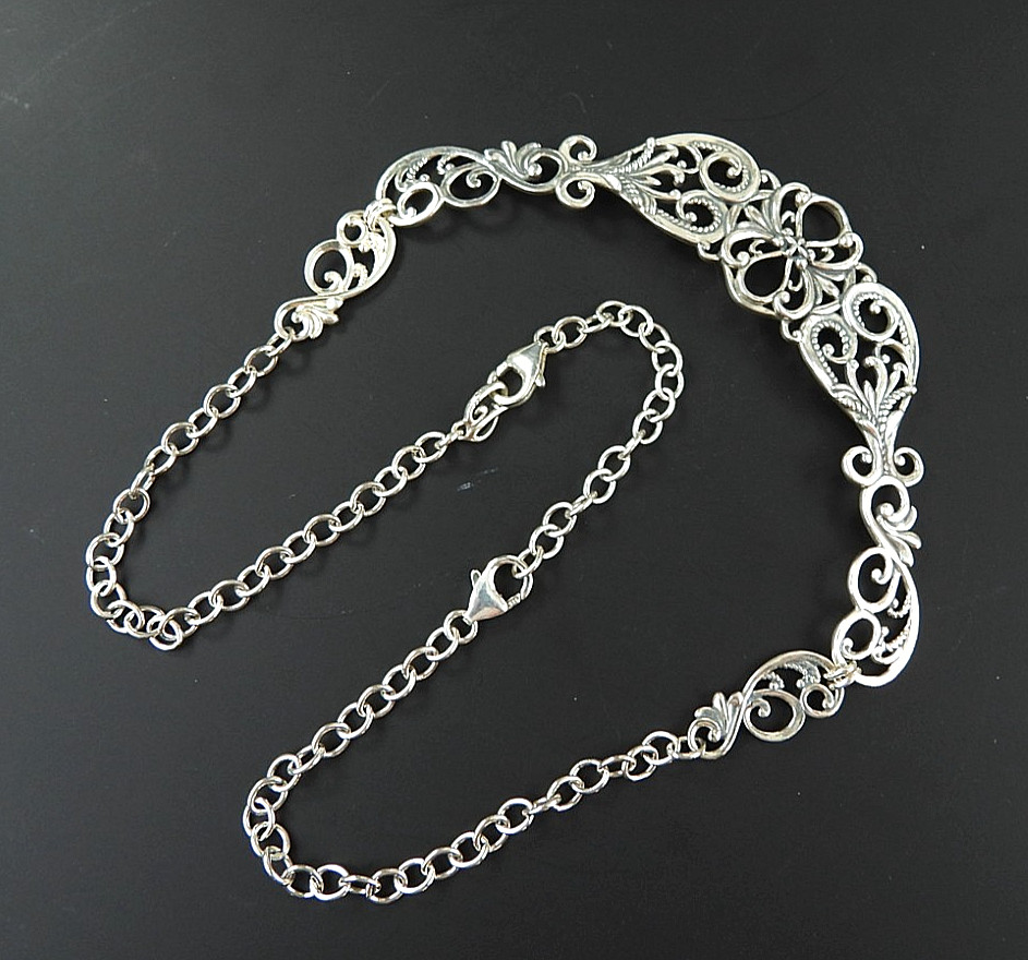 Vintage Carolyn Pollack Relios Victorian 925 Sterling Silver Chain Necklace