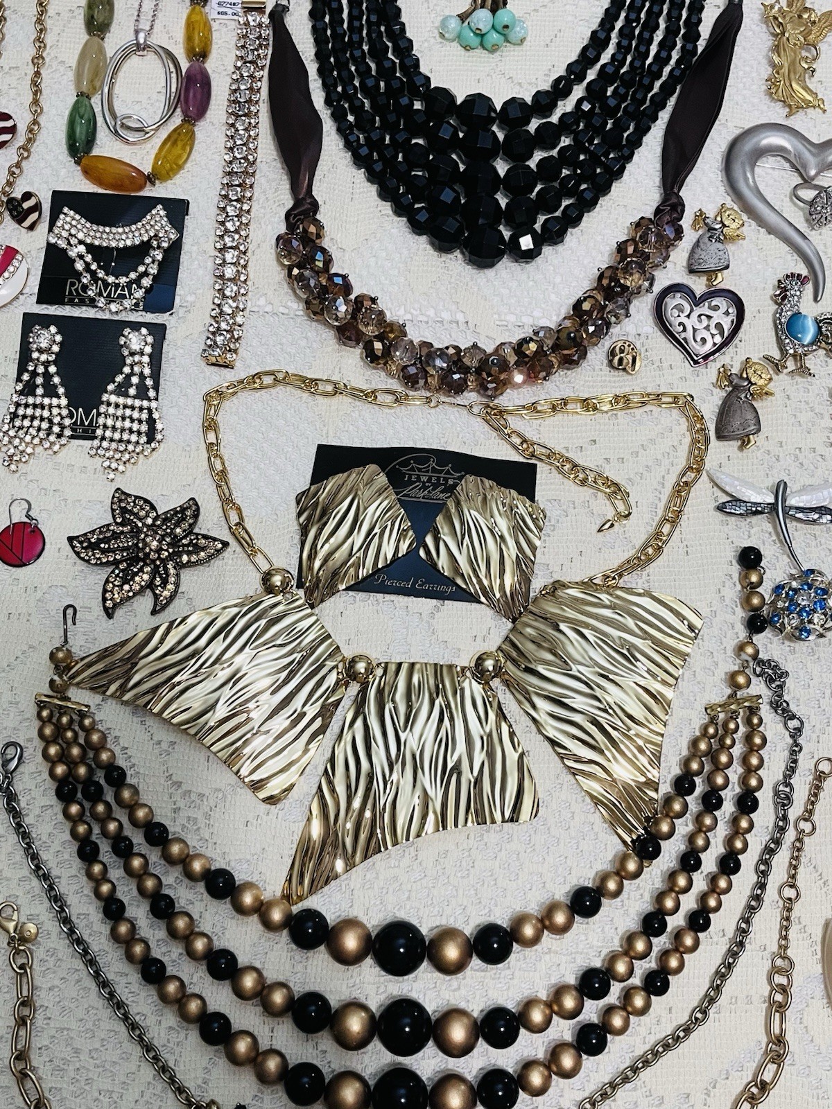 Mixed Lot Vintage Costume Rhinestone Jewelry Mod Retro Trifari Monet Renior