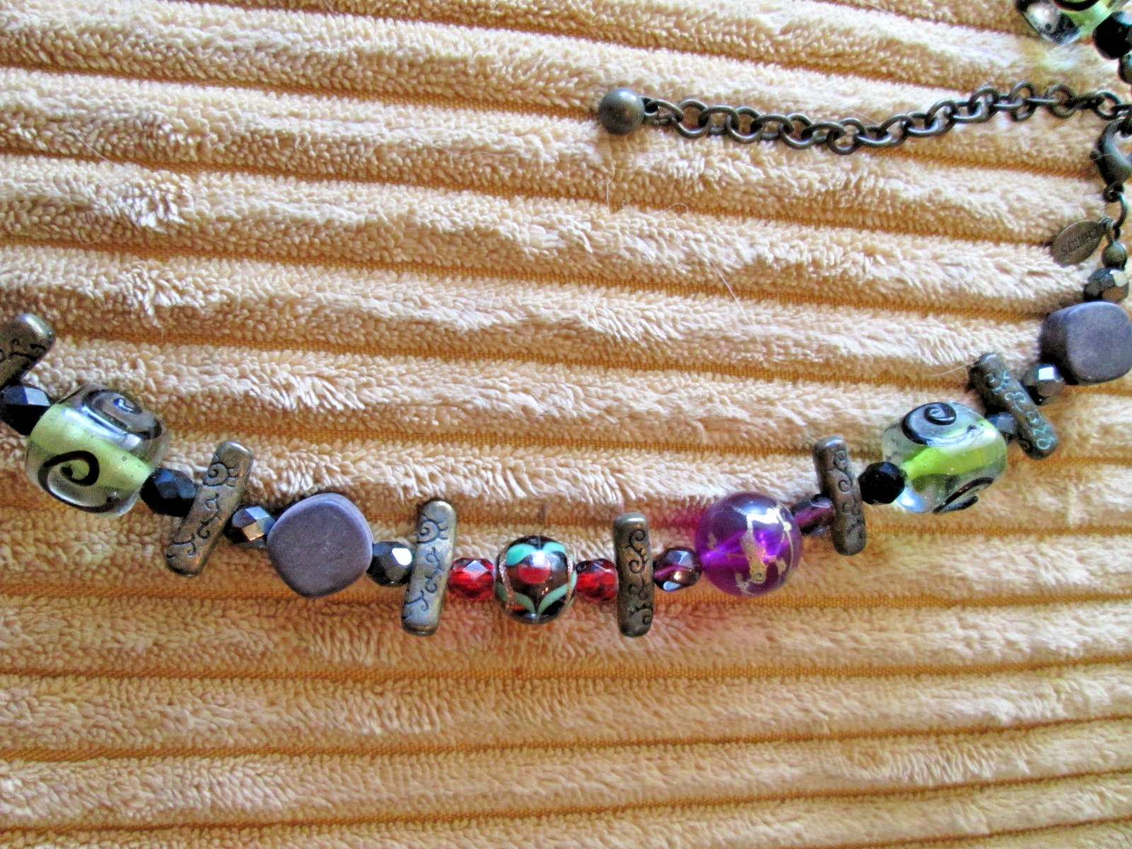Vintage Chico’s Statement Multicolor Beads Glass Artwork 16″ – 19″ Necklace