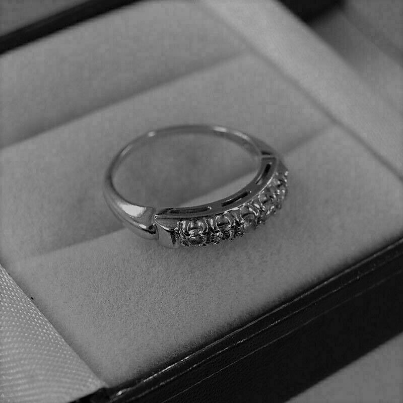 3/4CTW White Round Cut CZ Art Deco Antique Style Wedding Band Ring In 925 Silver