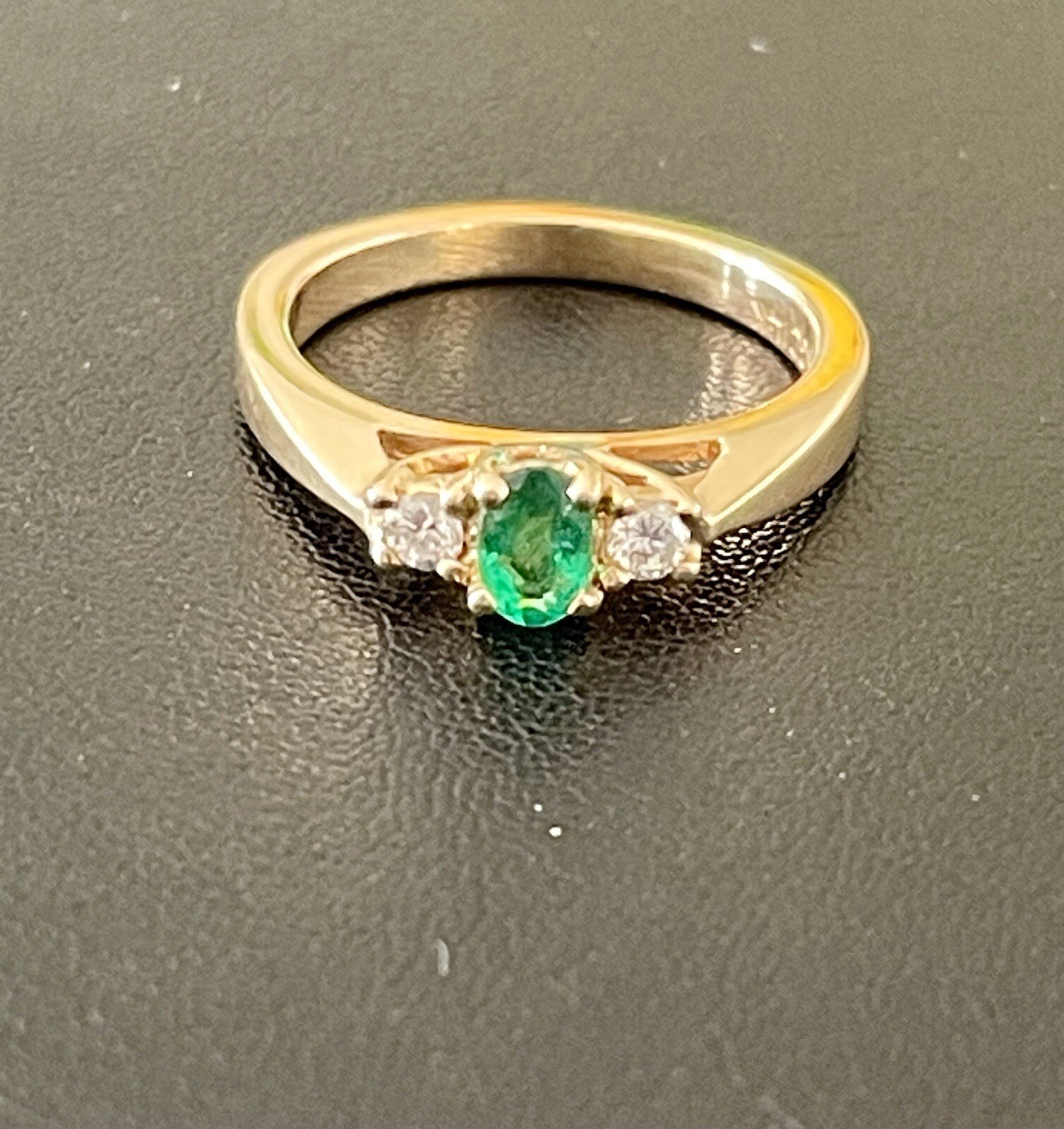 14KT Yellow Gold Emerald & Diamond Ring. Size 4.25(S67)