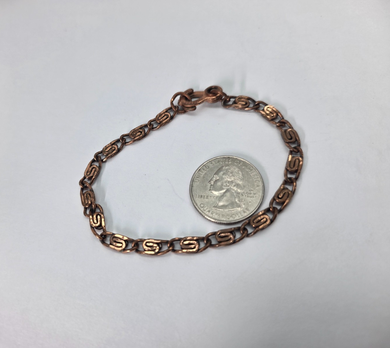 Copper Marked S Chain Linked Sister Clasp 8 Inch Bracelet Vintage