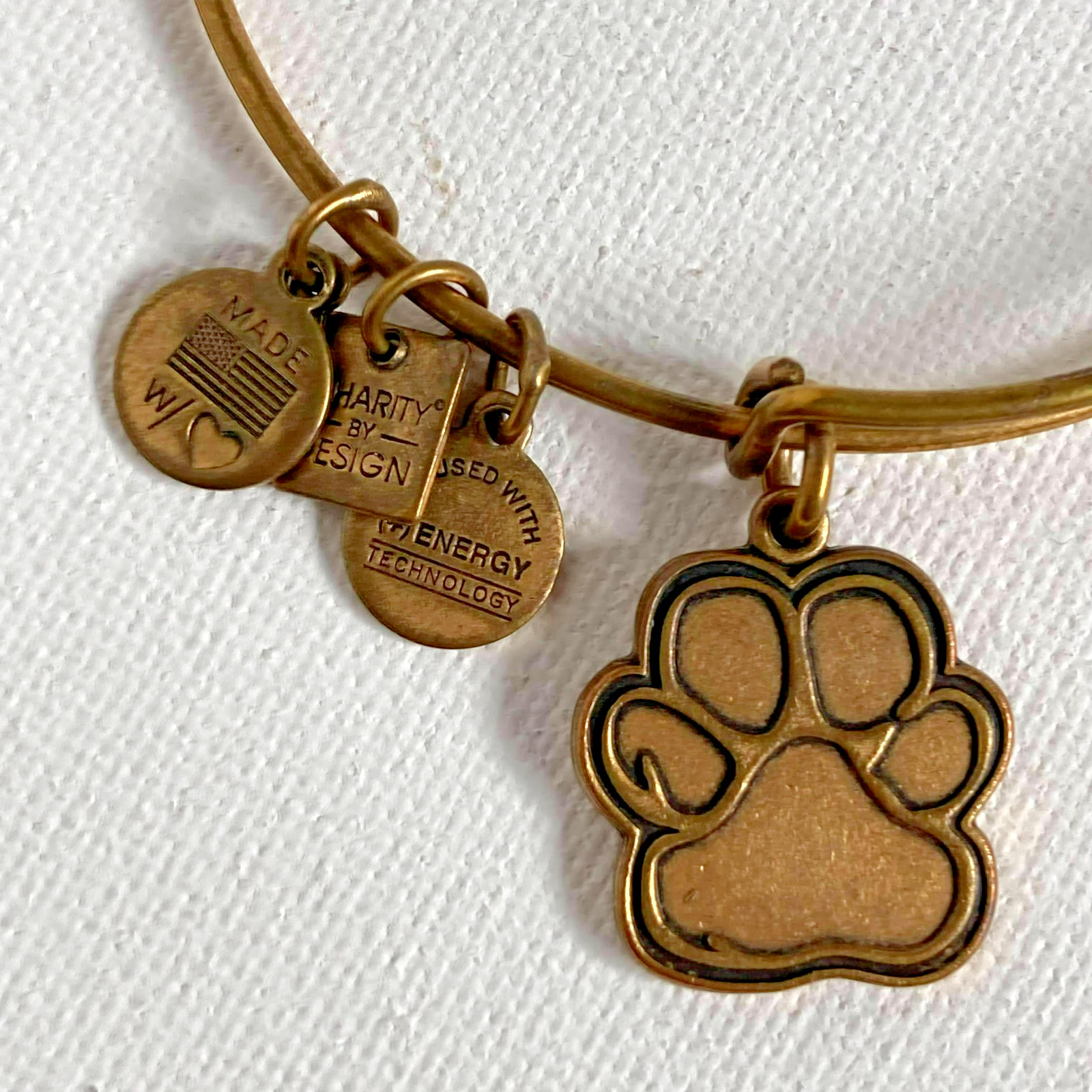 Bracelets 4 Vintage Alex and Ani Brass Friend with Flower Micky Mouse Angel Paw