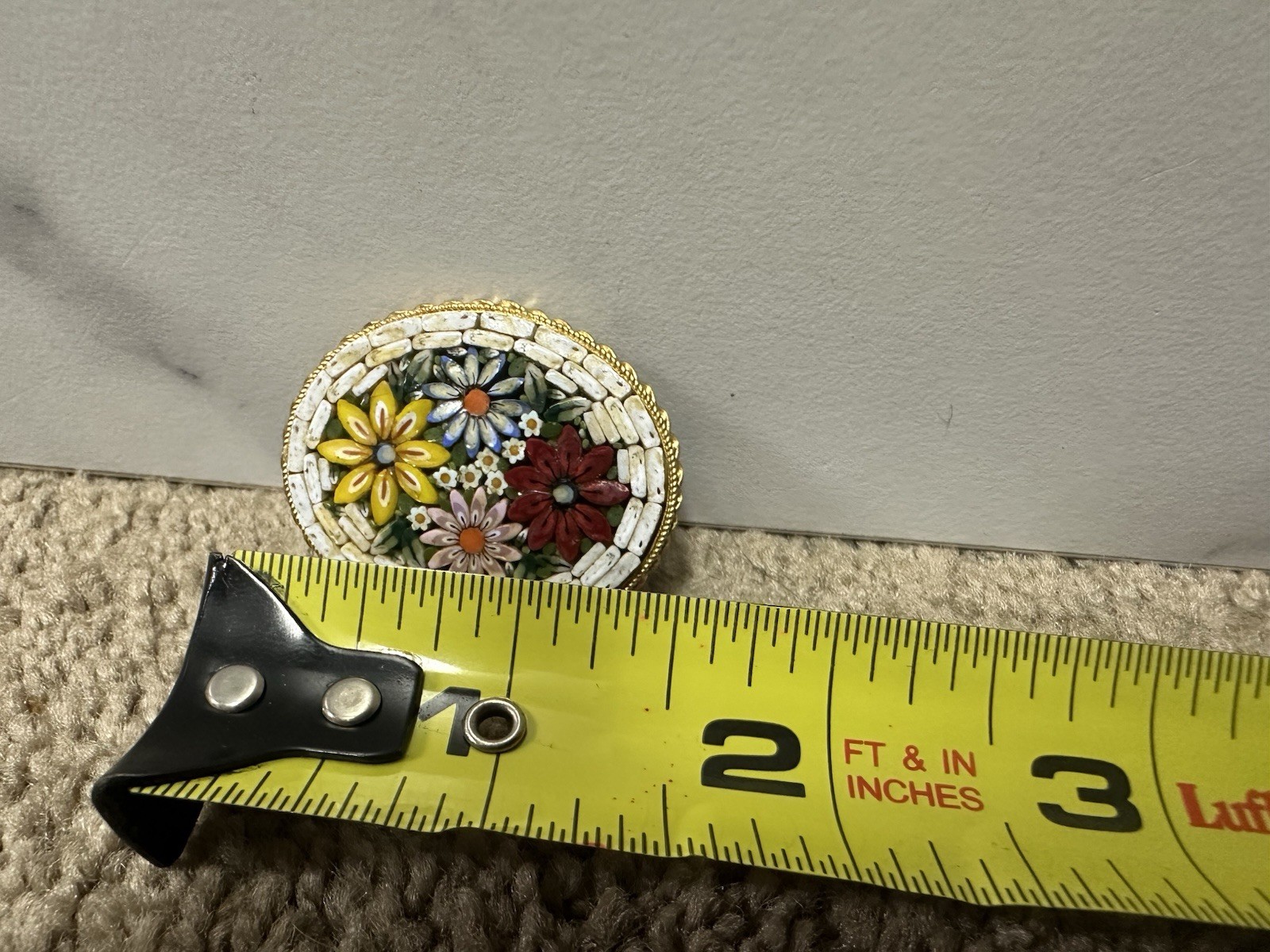 Italy Vintage 60s 70s 80s Roman Mosaic Brooch / European French Antique