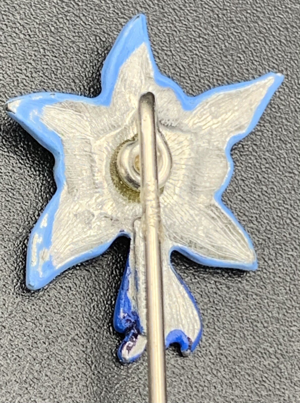 Vintage J. Ritter Stick Lapel Pin Hand Painted Pewter Starfish Flower Signed