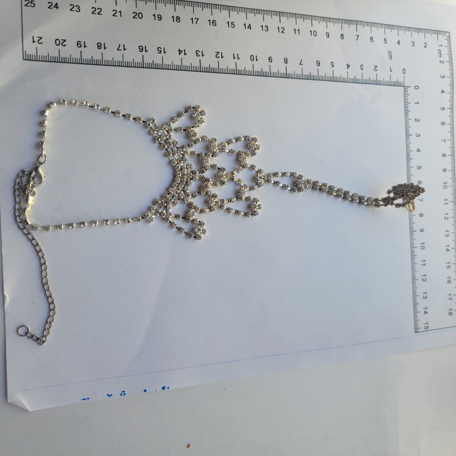 Silver Rhinestone Chain Bracelet Ring Hand Harness Bridal Lobster Clasp Jewelry