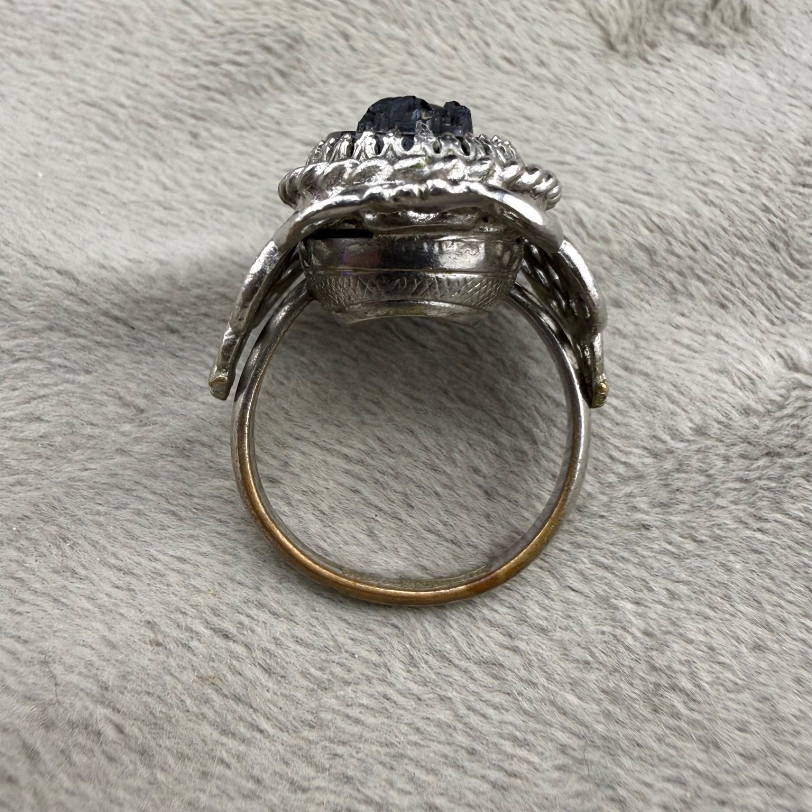 Vintage Whiting & Davis Ring Silver Tone Adjustable Size 6
