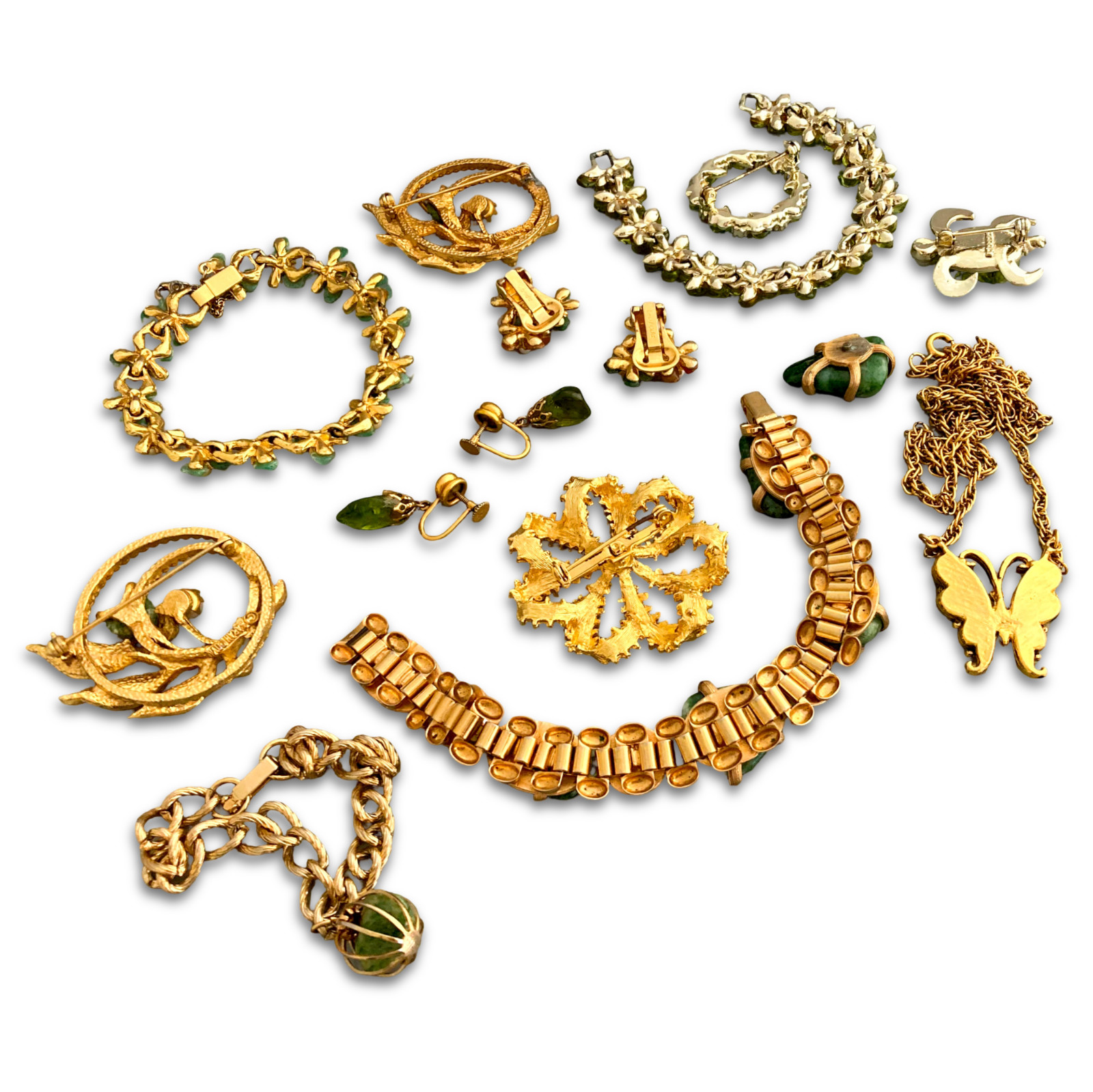 Vintage Tumbled Stones Gemstone Glass Signed Swoboda Repair Costume Jewelry Lot