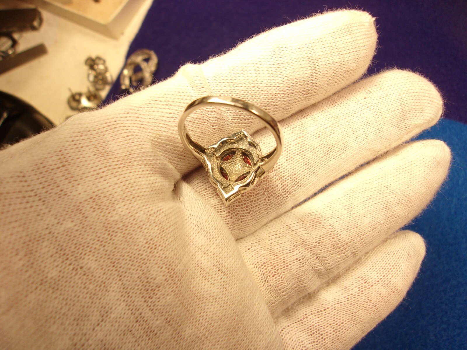 #3 of 6, SUPERB OLDER VTG LADY’S STERLING SLVER, ORANGE GARNET & MARCASITE RING