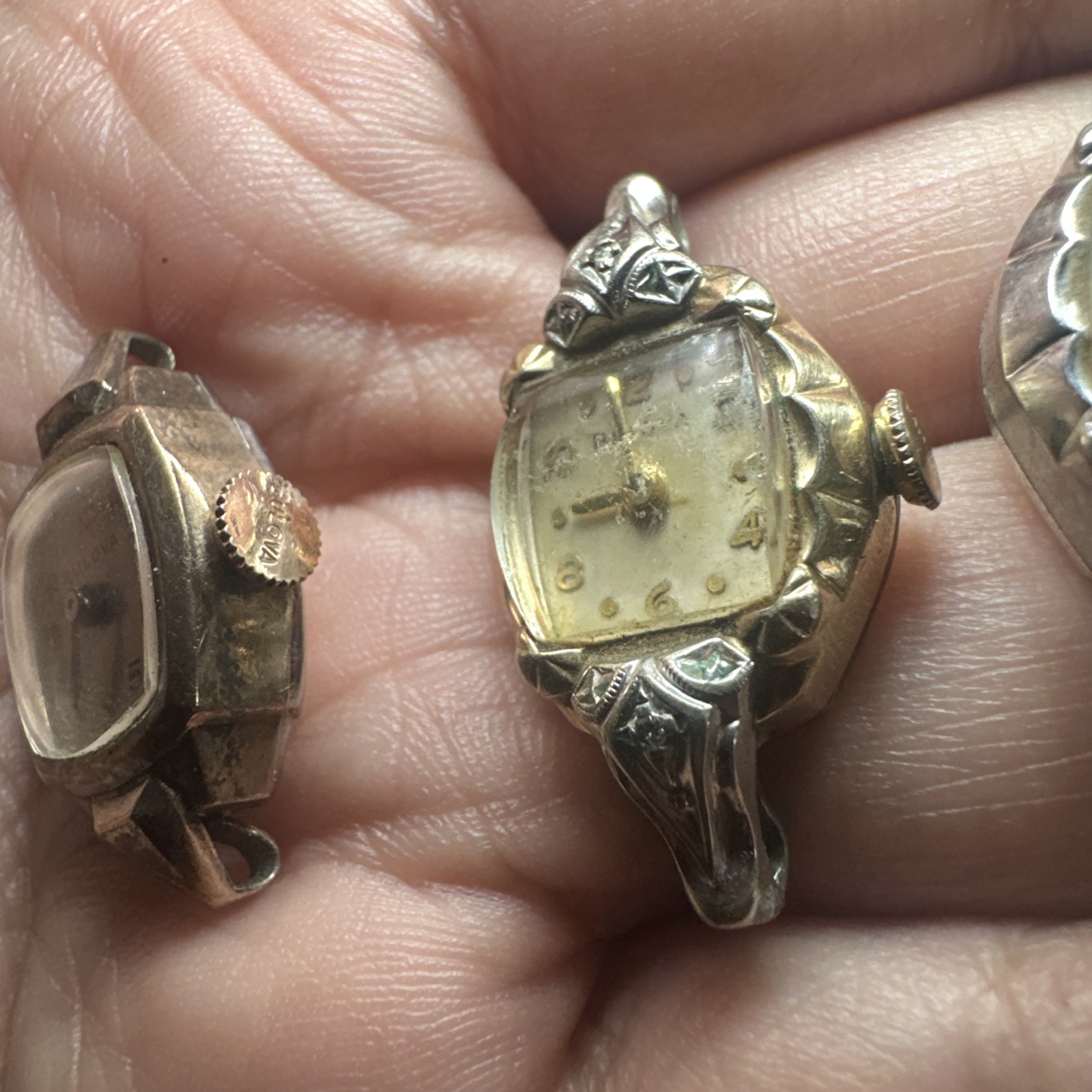 Vintage Lot Of 3 Bulova Dials Manual Winding Ladies Watch 10k Gold RGP – Repair