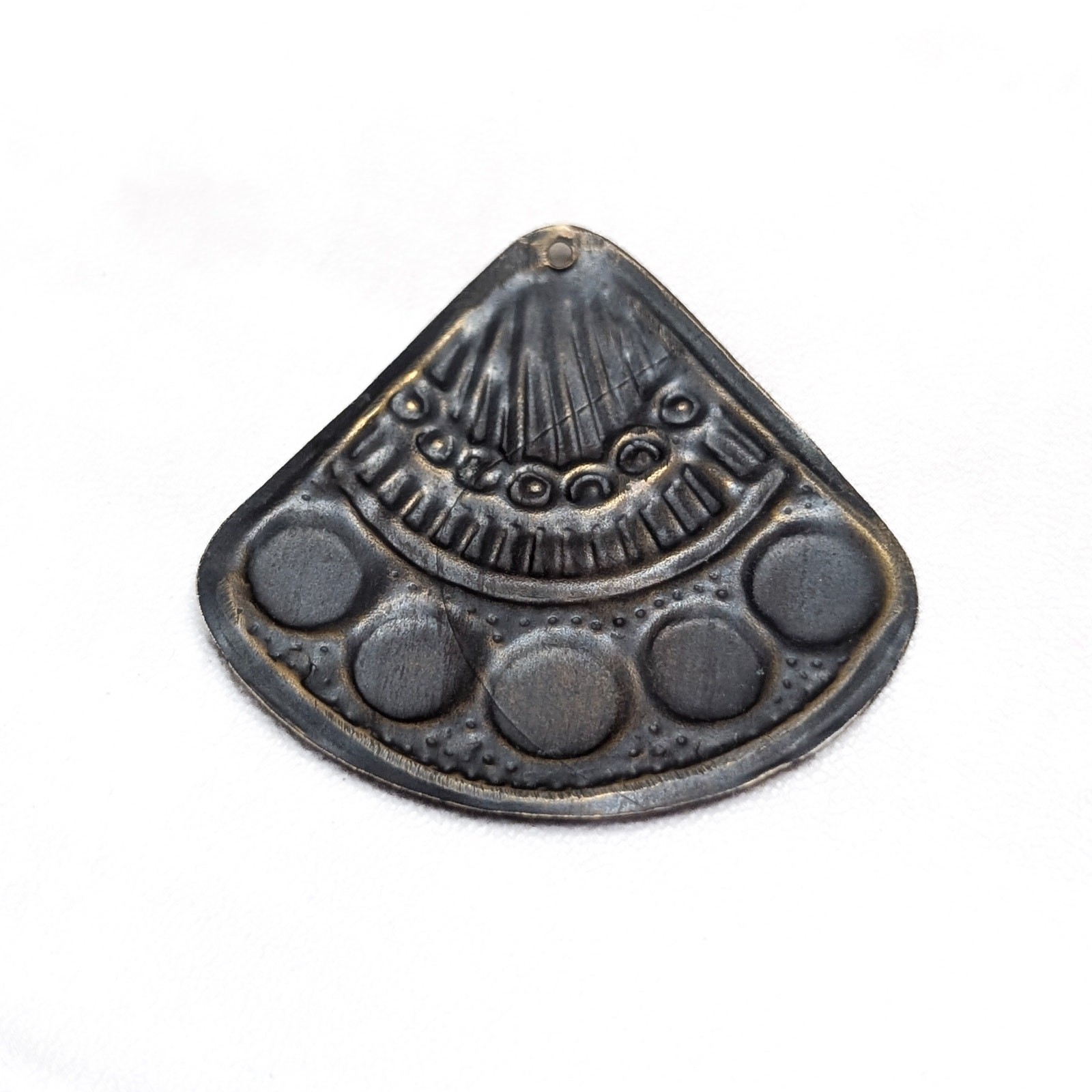 Vintage Pendant – Geometric Fan Shape with Design – No Chain Included