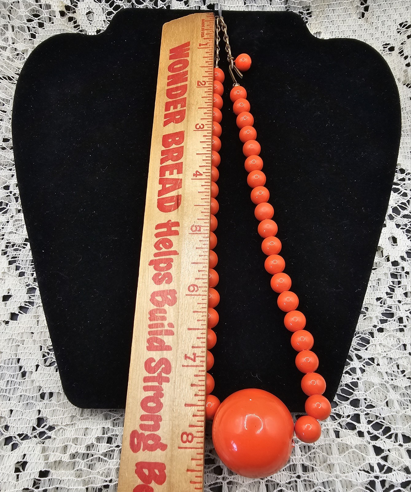 Vintage MCM Mod Chunky Lucite Plastic Bead Necklaces Orange – Blue Statement – 2
