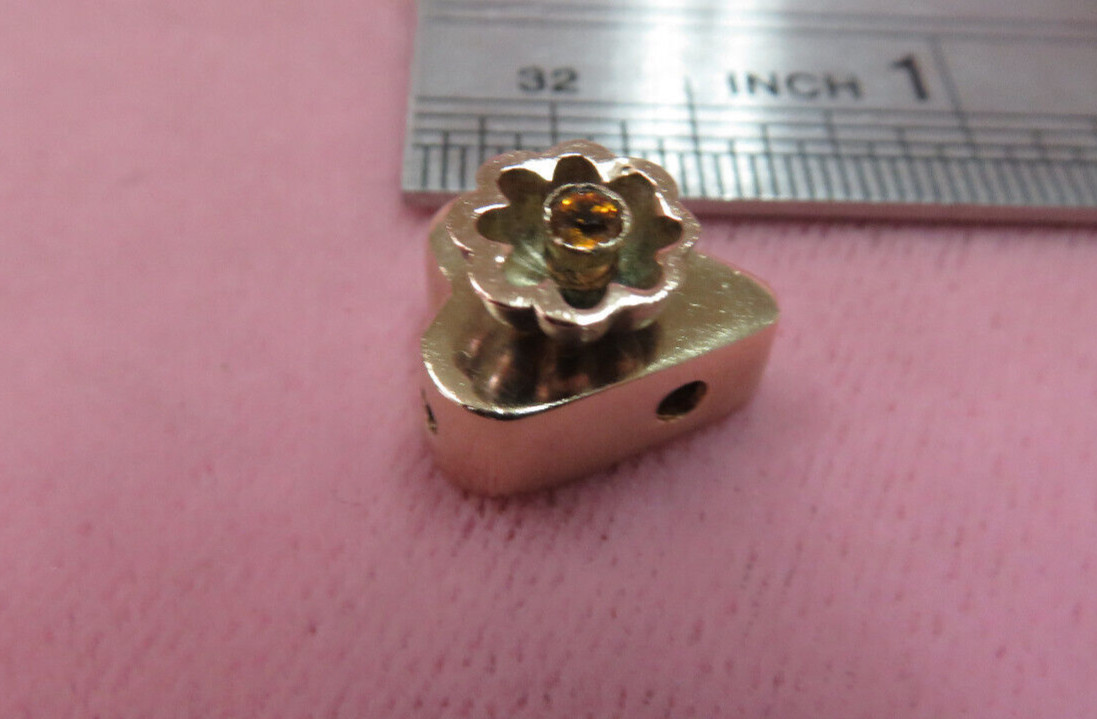 14K Solid Y. Gold Citrine Slide Charm for Bracelet 1.86 Grams