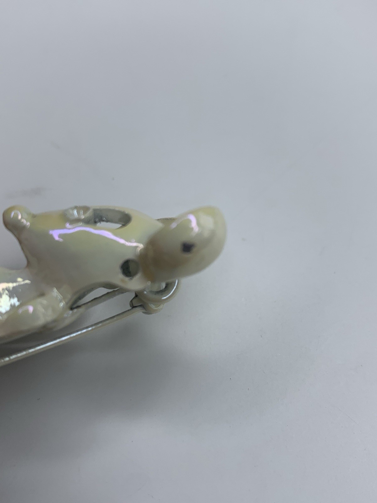 Vintage Gerrys Mouse With Pin Brooch Pearl Enamel Finish