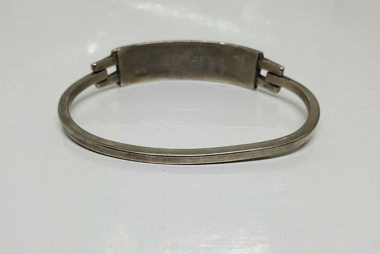 Turquoise Chip Inlay Bracelet Silver Tone Blue Green Side Opening