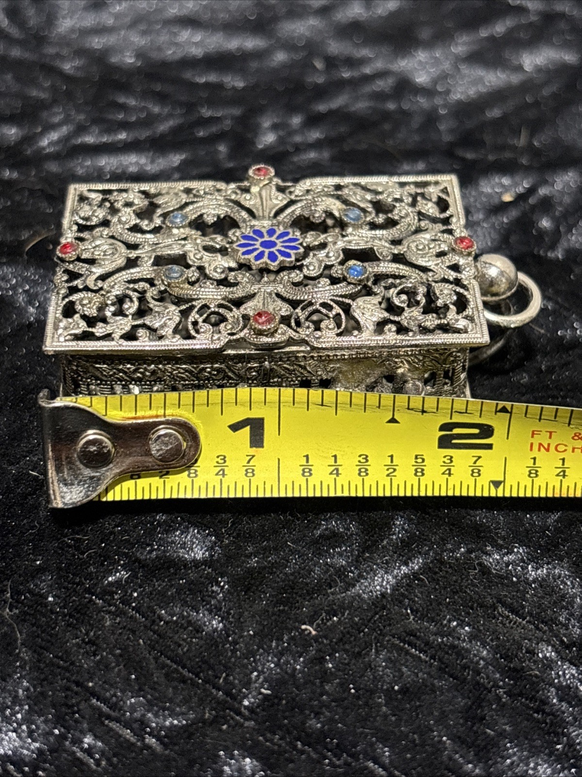 Antique Silver Tone Vinaigrette Hinged Pendant Purse Rare No Chain
