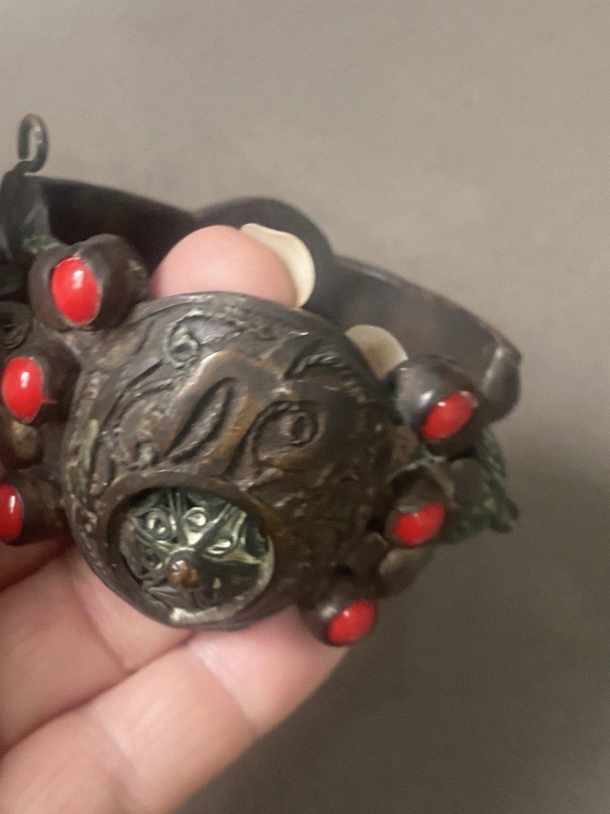 Vintage Antique Moroccan Enamel Berber Cuff Bracelet Ethnic Tribal Bangle