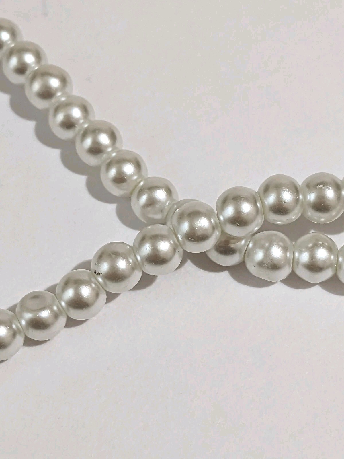 Double Strand White Faux Pearl Necklace. 28 Inches. MCM Style. Classic.