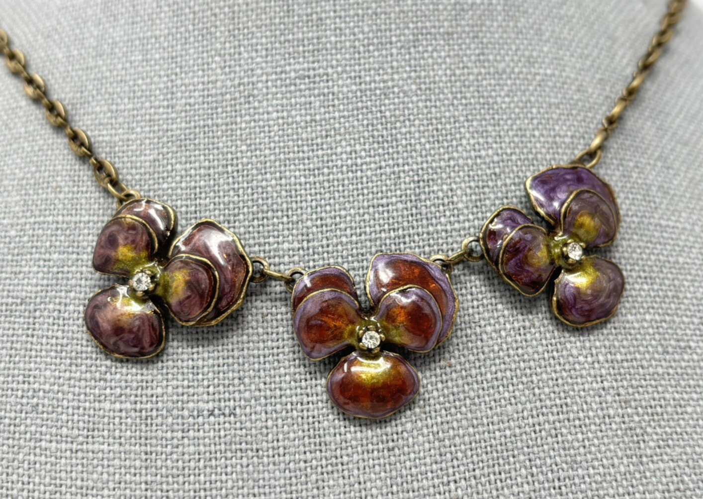 Sweet Romance Pansy Flower Necklace Choker Victorian Revival Vintage Style