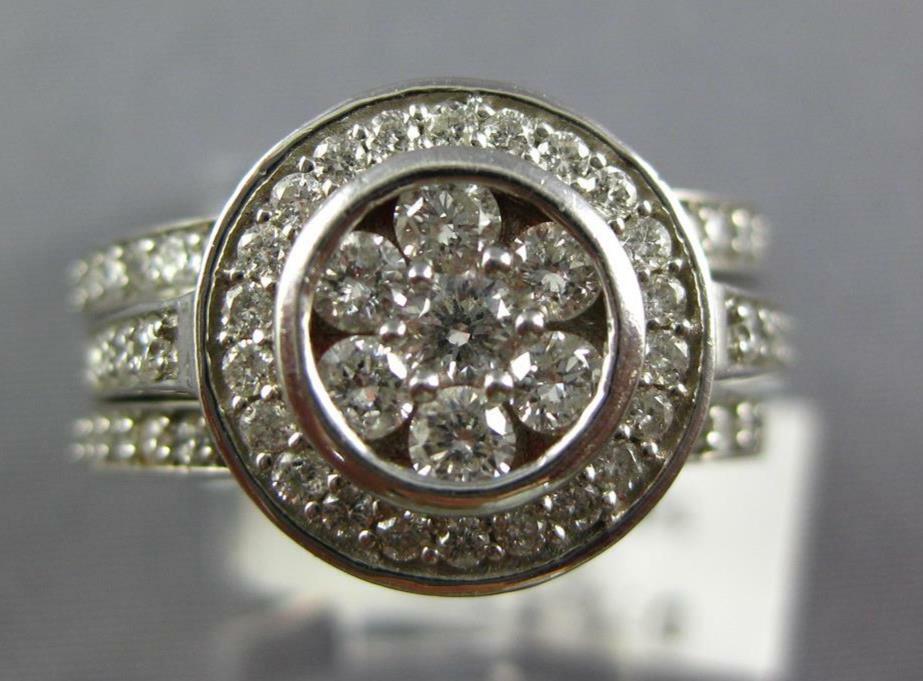 LARGE 1.53CT DIAMOND 14KT 2 TONE GOLD 3D HALO BEZEL ENGAGEMENT WEDDING RING SET