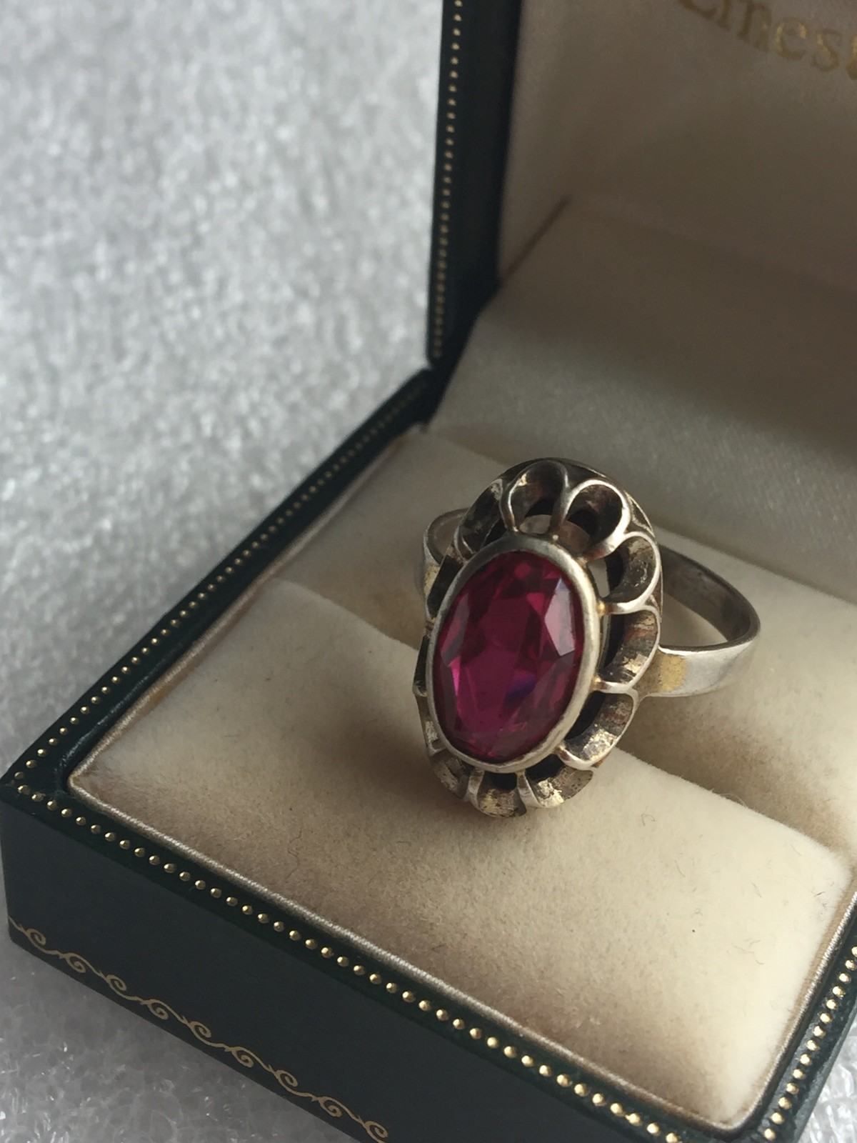 Tourmaline Rings silver 875 Russian Soviet Silver vintage USSR