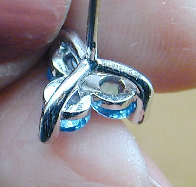 STUNNING Carelle 18k White Gold 3 Blue Topaz 4 Diamond Earrings NWOT
