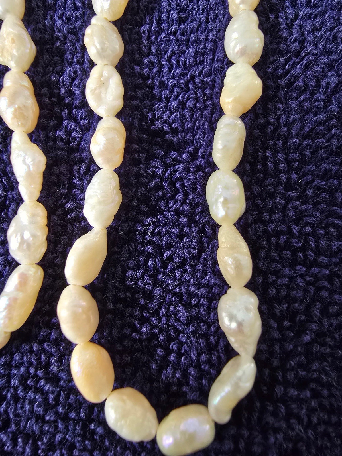 Baroque Pearl Beaded Necklace Gold-Tone Fish Hook Clasp White Pearls