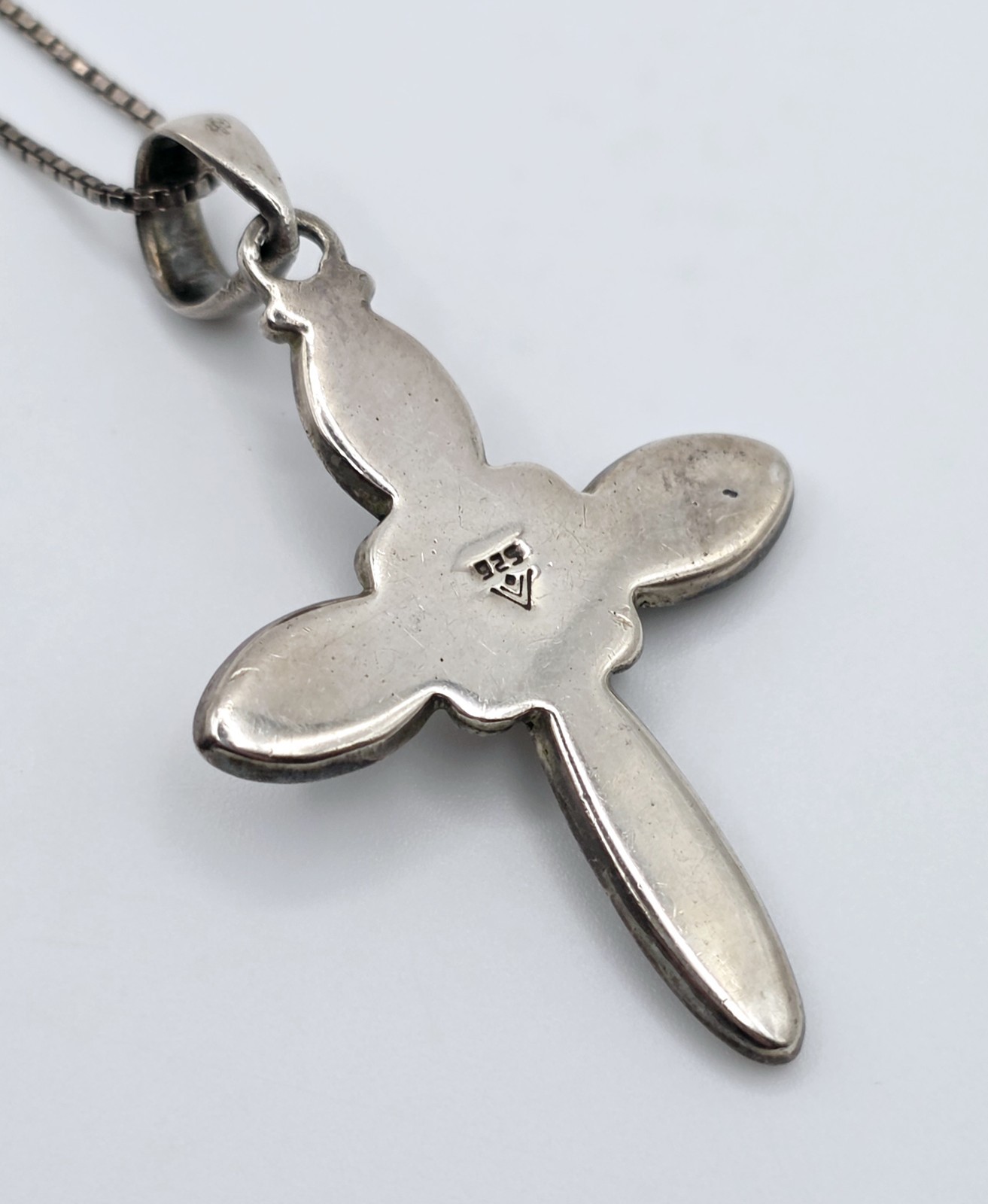Silpada S0971 Pearl Cross Pendant Necklace 20″ Italy Sterling Silver Box Chain