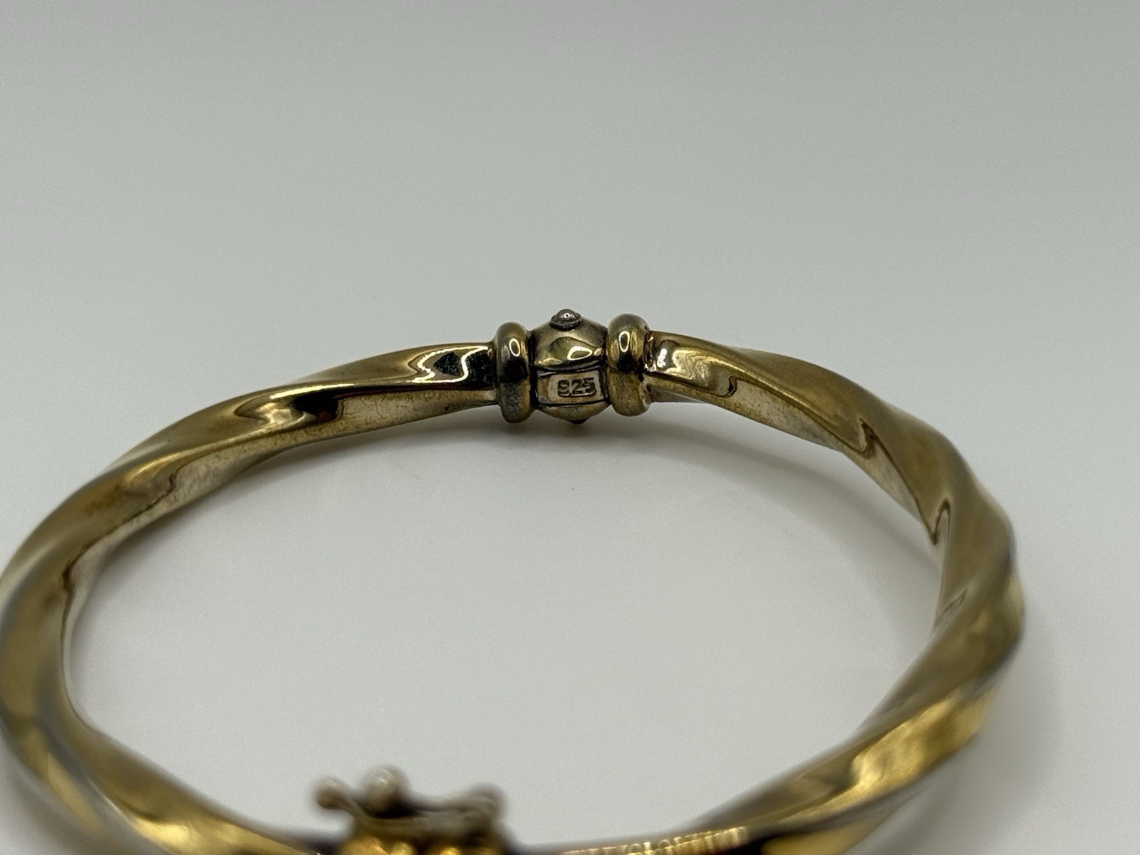 Vtg Vermeil Sterling Silver Twist Bangle Bracelet 6.25”