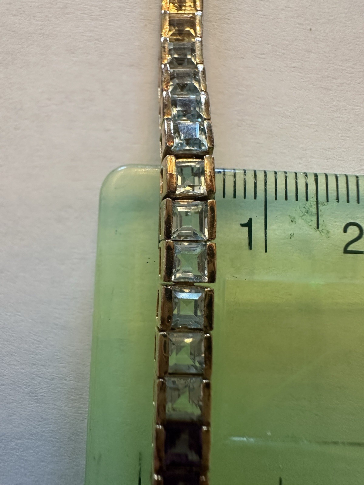 VTG Rainbow Tennis Bracelet Gold Toned Sterling 925/7.25” Long Multi-Colored