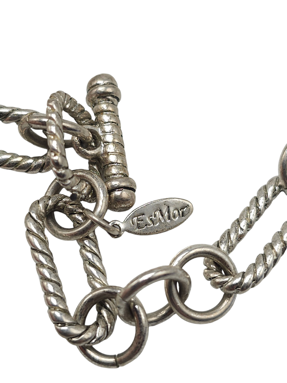 Esmor Link Chunky Chain Necklace Toggle Closure Silver Tone Vintage