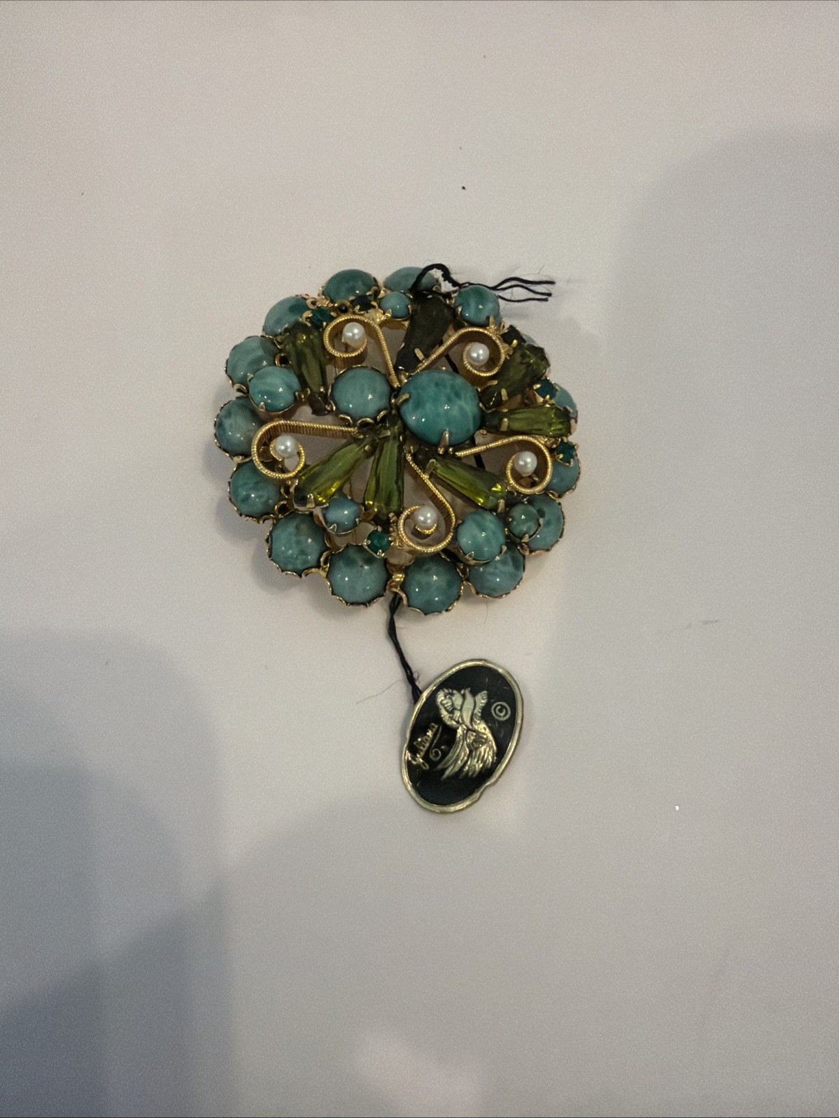 Vintage Juliana DeLizza & Elster Blue Aurora Borealis and Topaz Rhinestone W/Tag