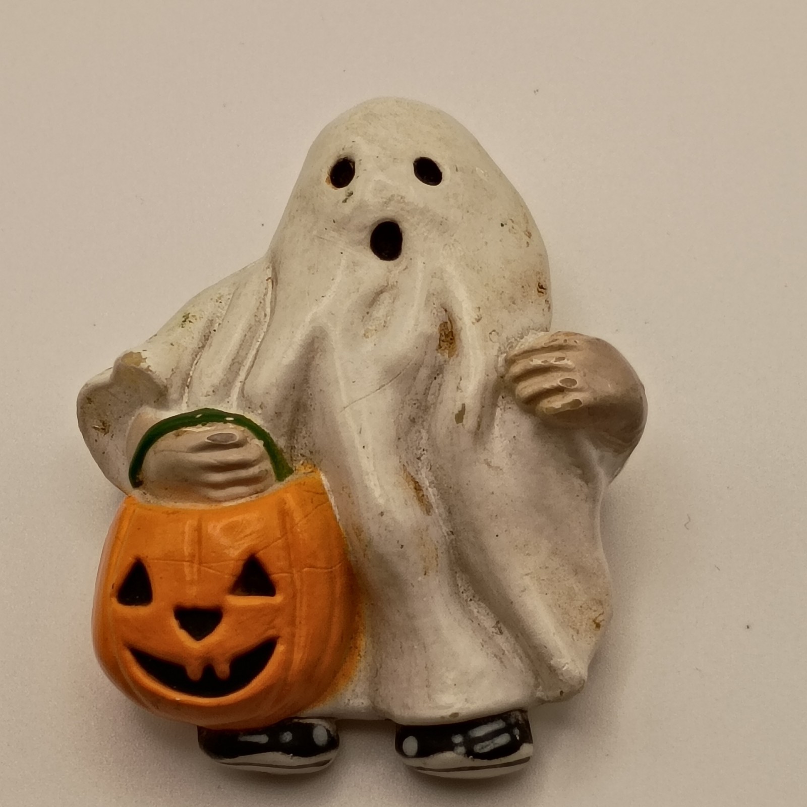 Vintage Ghost Trick or Treating Brooch Jack O Lantern Fun World