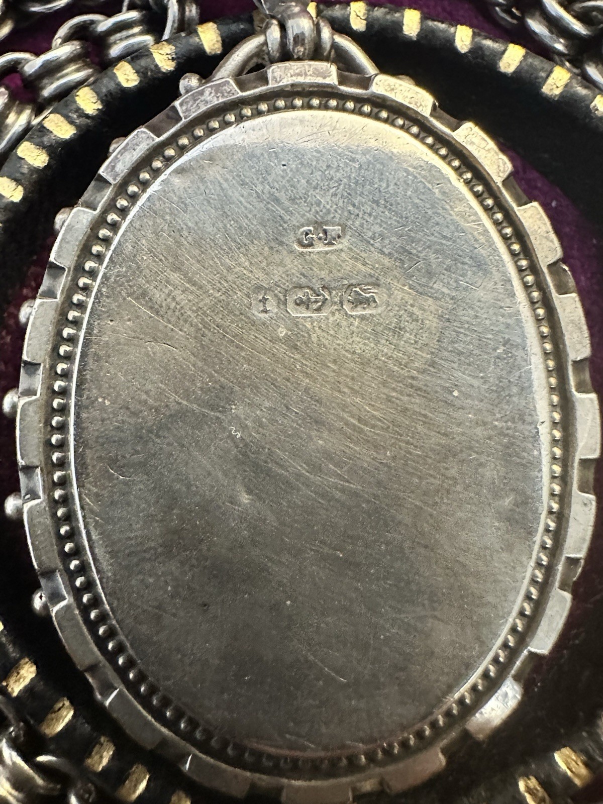 Antique Victorian Silver Ribbed Rolo Chain & Celestial Star Locket Pendant