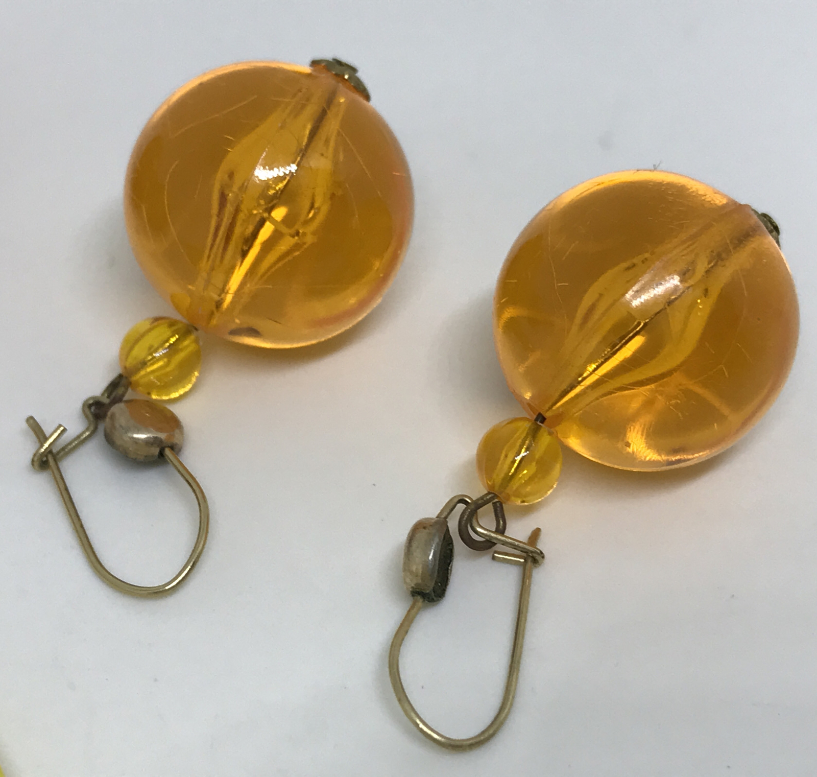 Vintage Retro 1950’s-1980’s EARRINGS Mustard Yellow Orange Gold Fill 4 Pair Lot