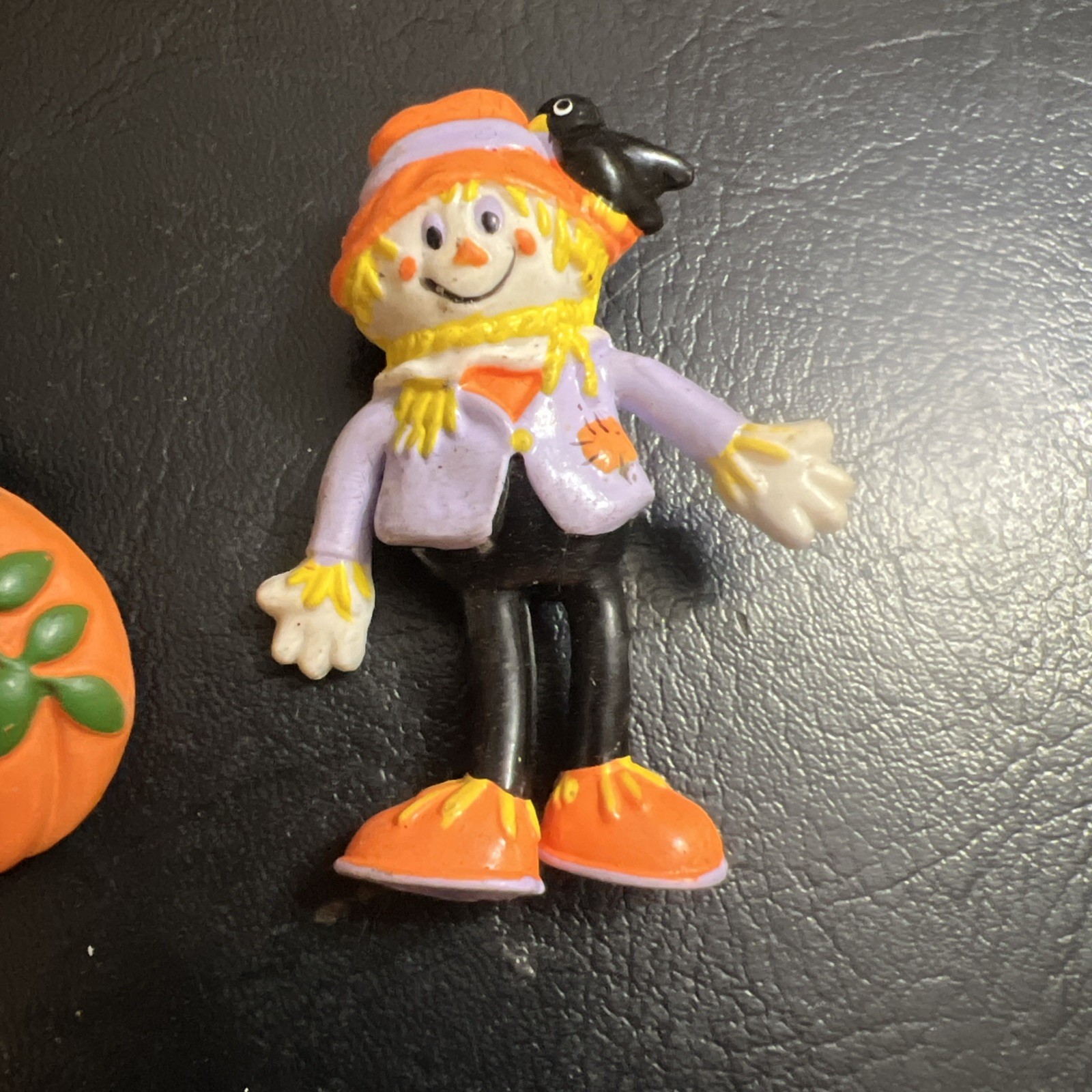 Vintage Black Cat Pumpkin Scarecrow Trick or Treat Bag Halloween Brooch Pin