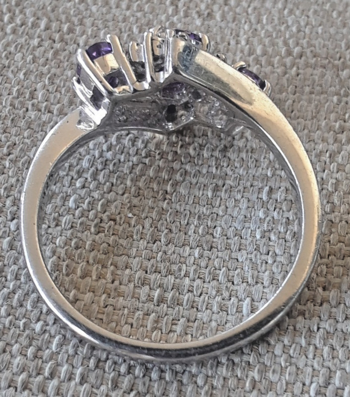 Vintage Designer RJ Sterling Silver & Amethyst Ring – Size 17.5mm/about 7.25