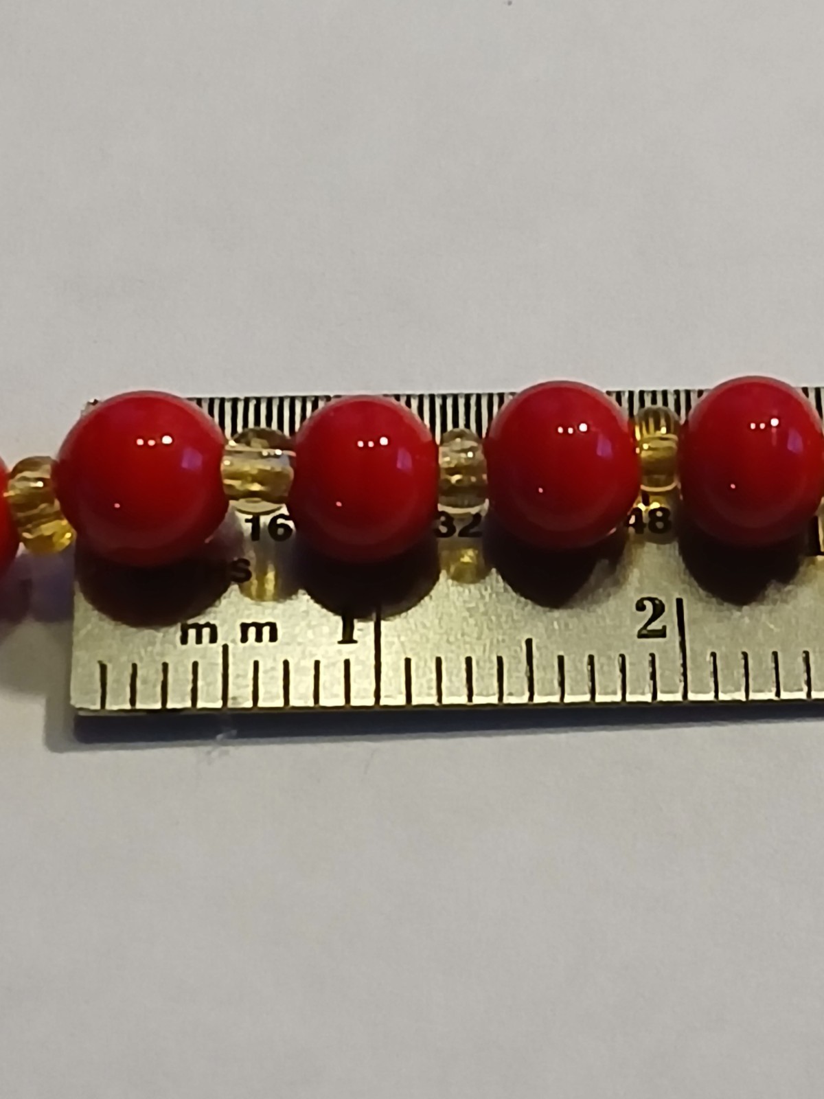 Antique real blood red coral beaded amber Seed Bead spacers necklace 6mm 60″