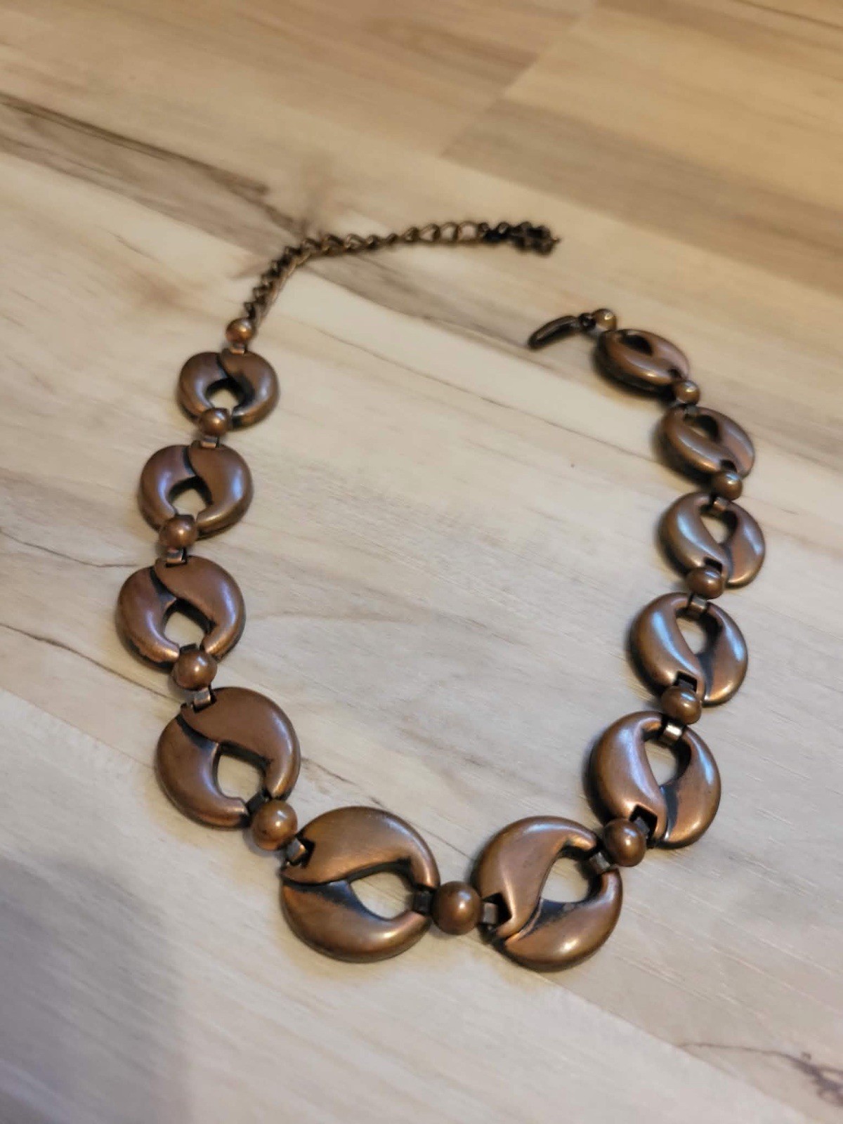 Vintage Copper Beads and Metallic Coated Beads Necklace Set, Earrings, Bracelet