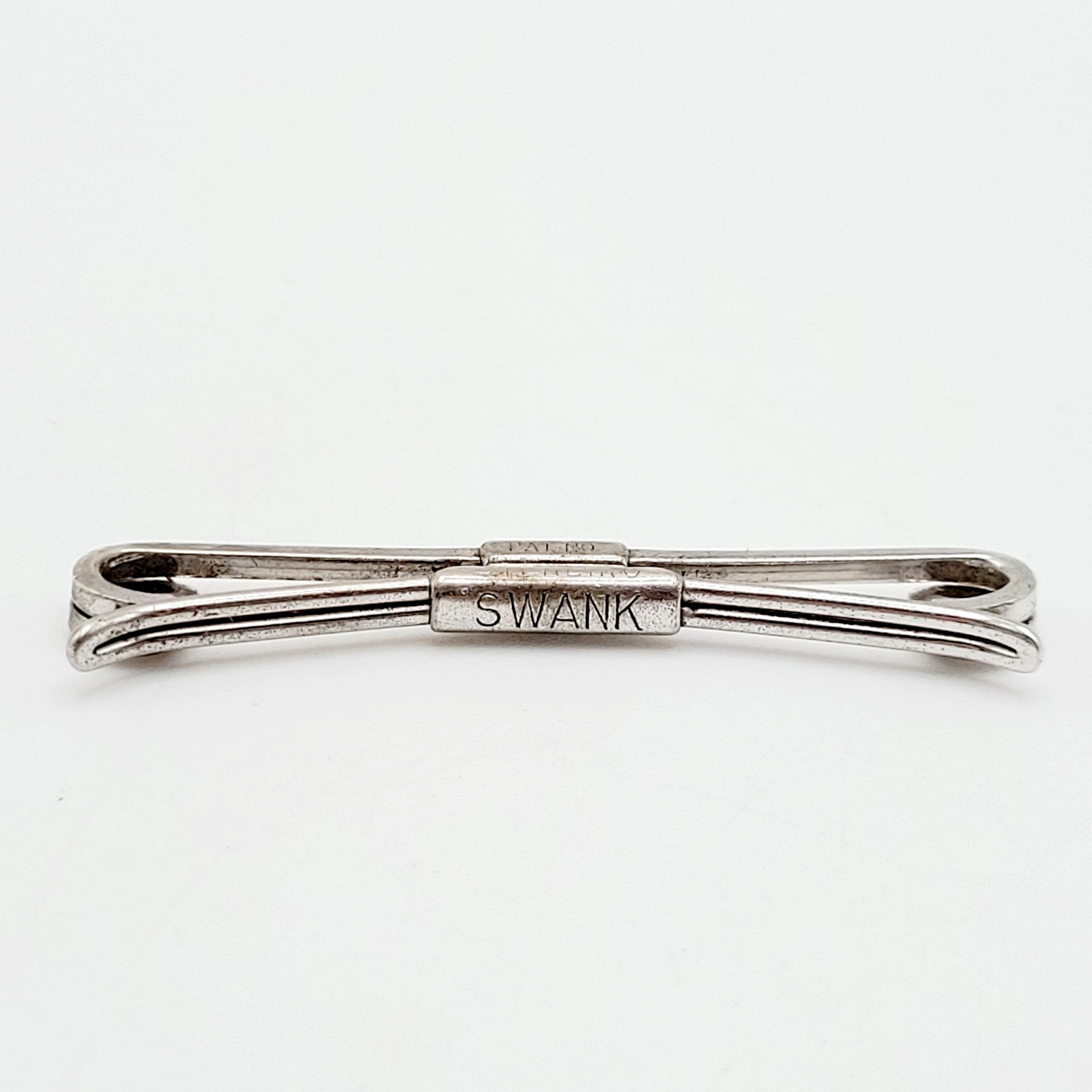 Swank 1930s Sterling Silver Collar Bar Stay Clip Patent 75818 Curved Flex Design