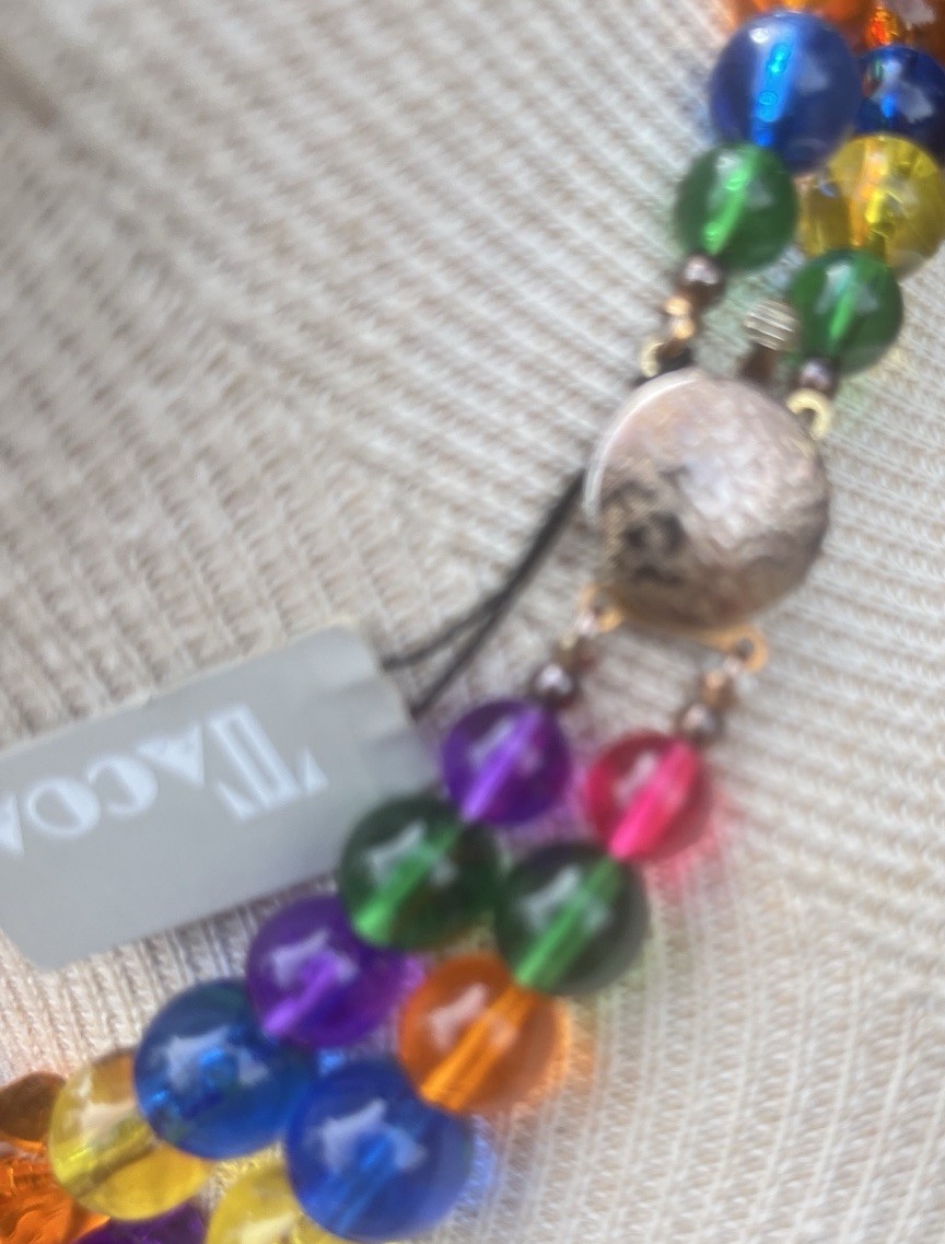 Vtg 1980’s Chunky Tacoa Graduated Lucite or Acrylic Colorful Beaded Necklace