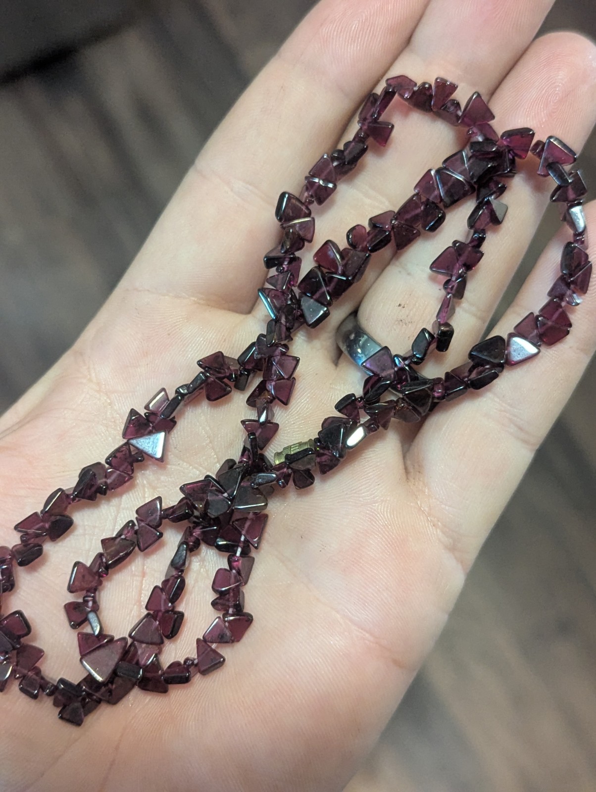 Vintage 22″ Purple Pink Red Rhodolite Garnet Beaded Necklace Strand
