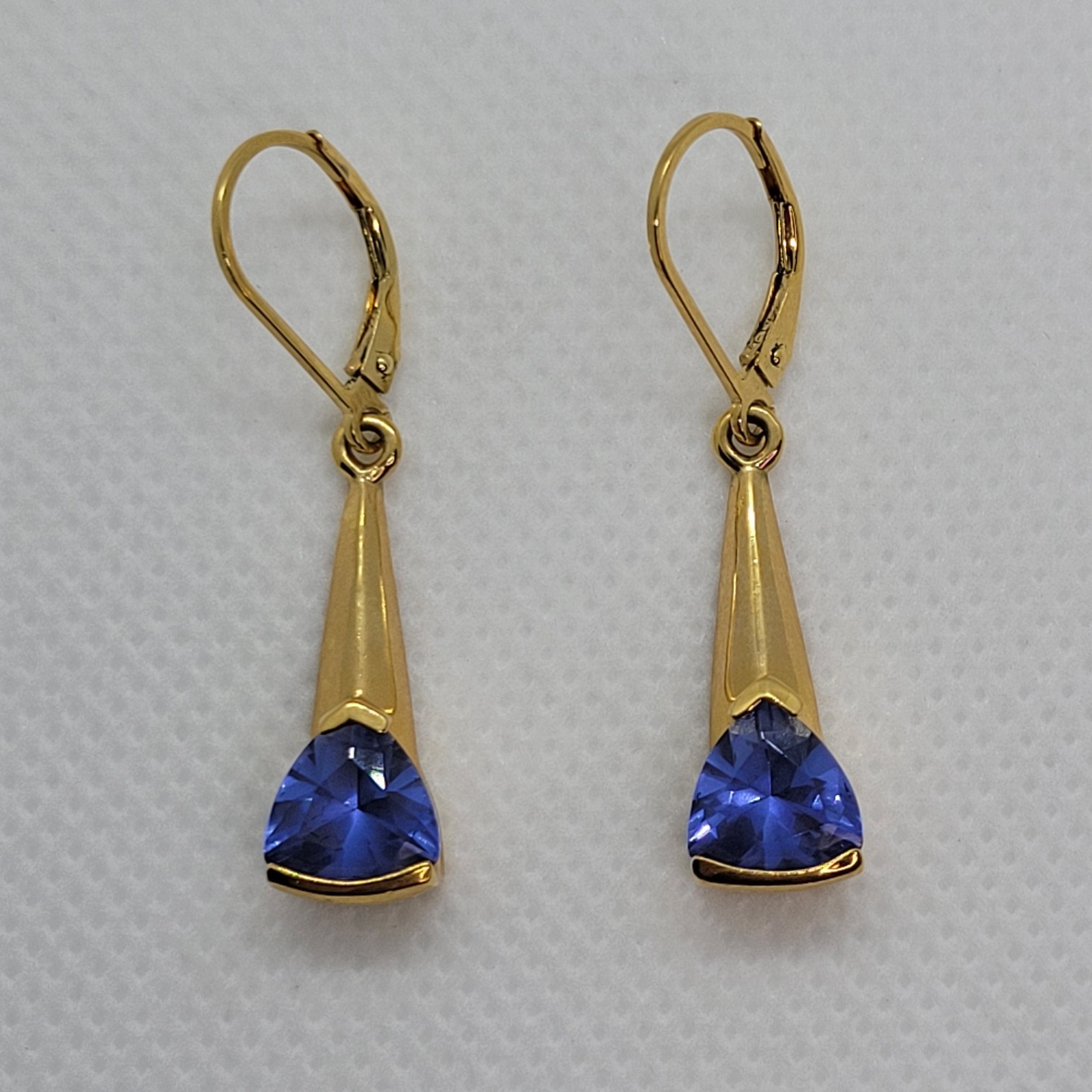 Vintage Sterling 925 Earrings Bracelet Ring Set Simulated Tanzanite Trillion Cut