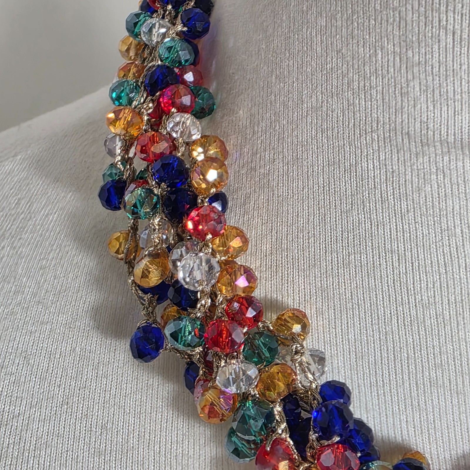 Stella & Ruby Multi-Colored Beaded Necklace Faceted Acrylic Crystal Beads