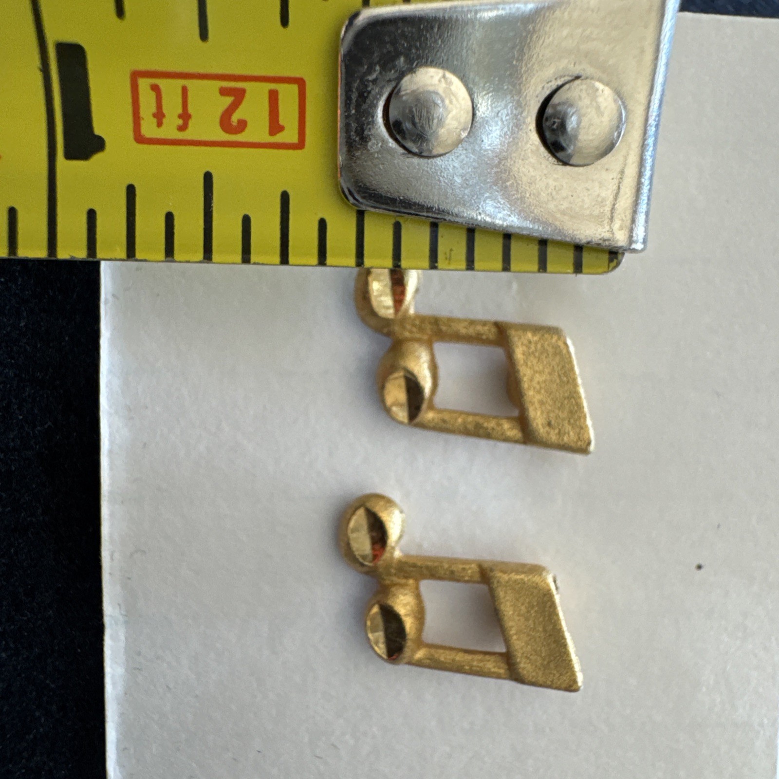Vtg Earrings Small Florentine Music Eighth 8th Notes Gold Toned Studs 1980s J